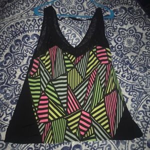 A colorful neon yoga shirt